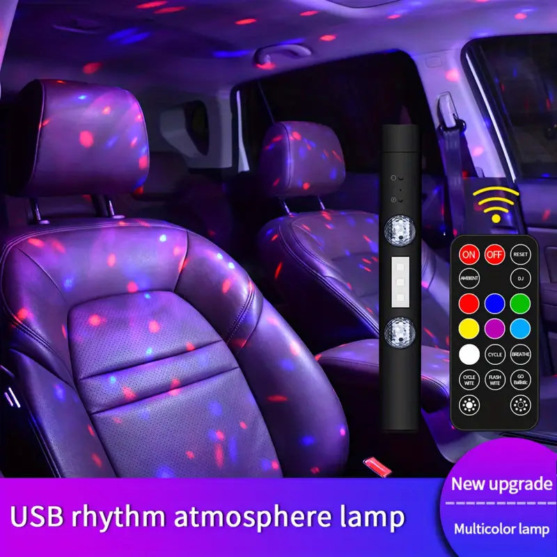 USB Rechargeable Multicolor LED Car Neon Accent Lights with Remote